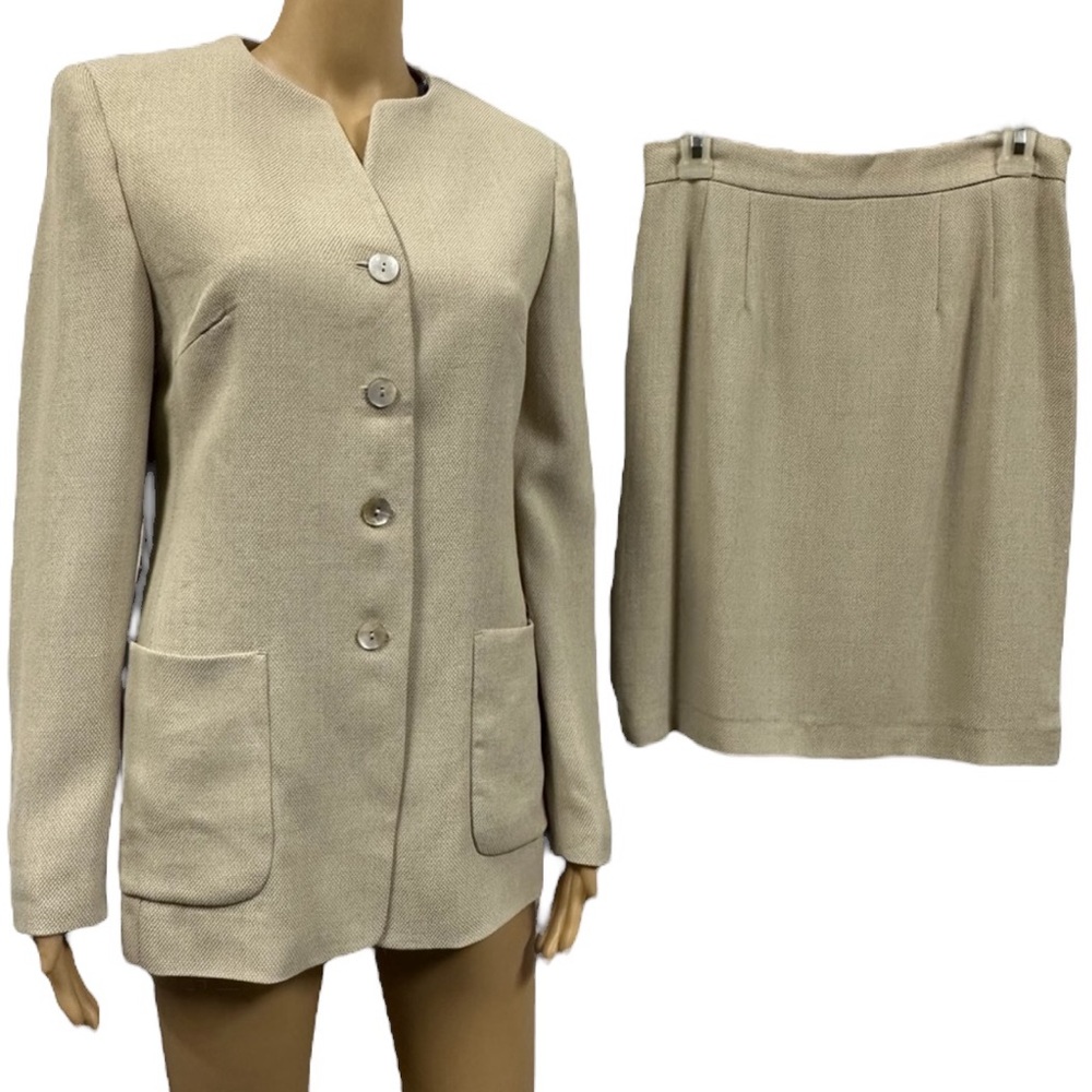 Casual Corner Beige Two-Piece Skirt Set